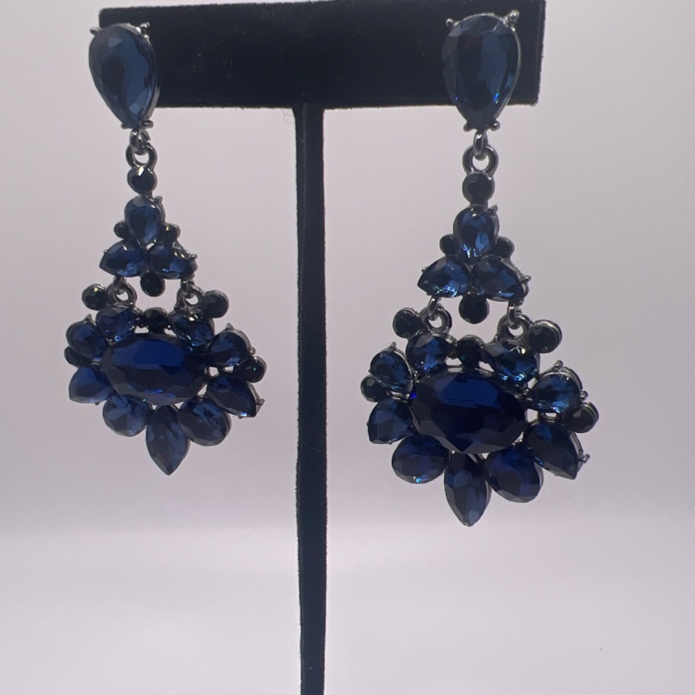 Dazzling Deep Blue Statement Earrings